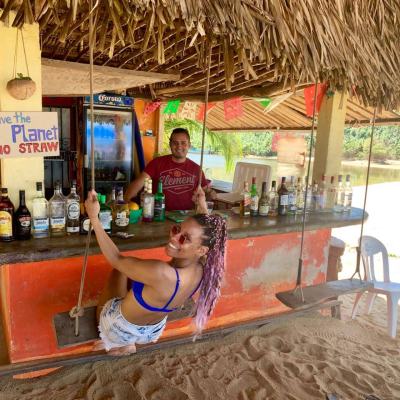 a person sitting on a table