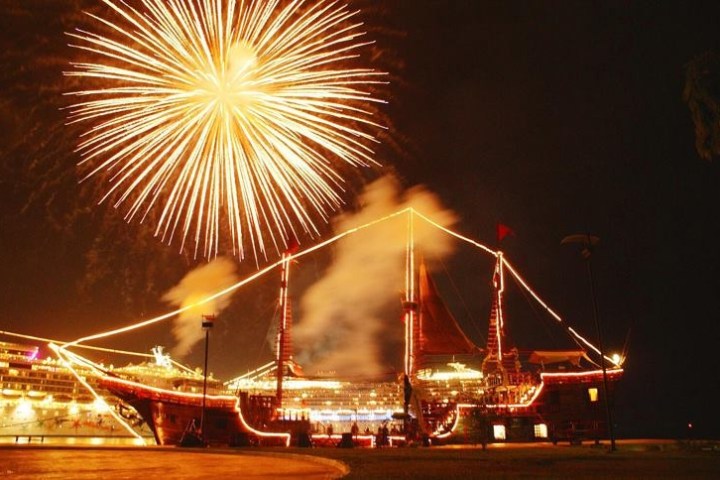 a group of fireworks in the night sky